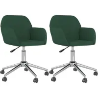 vidaXL Eetkamerstoelen draaibaar 2 st stof donkergroen