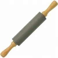 King Hoff - Silikon Deegroller - 39cm - Houten Handvaten - Grijs