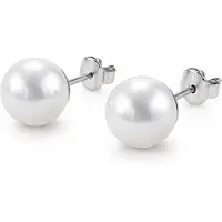 Behave Parel Oorstekers Dames 8 mm – Glasparels – Klassieke Oorbellen – Wit – Nikkelvrij – Cadeau voor haar