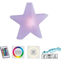 JUST LIGHT LED sfeerlamp op accu Star, H. 55 cm, IP44, wit, RGBW dimbaar, wit / opaal, Woon-/ Eetkamer, Kunststof