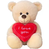 Iko Knuffelbeer Met Hartje - Valentijns Kado - Voor Man En Vrouw - Romantisch Cadeau - Teddybeer Met Strik En Hartje - 30 Cm - Knuffel Pluche