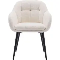 Vente-unique Set van 2 stoelen met armleuningen van stof met textuur en zwart metaal - Crèmewit - LASSANDRA van Pascal Morabito