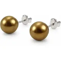 Behave Parel Oorstekers 8 mm Goudkleur / Brons – Klassieke Pareloorbellen Dames – Oorknopjes – Nikkelvrij – Cadeau voor Haar