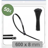 Quadrios 25CA702 25CA702 Kabelbinder 600 mm 8 mm Zwart Hersluitbaar, Met hefsluiting, UV-gestabiliseerd, Weerbestendig 50 stuk(s)