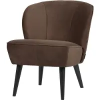 Woood Sara Fauteuil - Velvet - Donkerbruin - 71x59x70