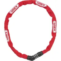 ABUS Kettingslot Steel-O-Chain 4804C – Cijferslot van speciaalstaal – beveiligingsniveau 3 – 75 cm – Rood