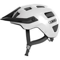 ABUS MTB-helm MoTrip - robuuste fietshelm met verstelbaar vizier, geschikt voor mountainbikers - individuele pasvorm - uniseks - wit, glanzend, maat L (57-61 cm)