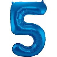 Folat Verjaardag Leeftijd folieballon - 5 jaar - blauw - 86 cm - cijferballon groot
