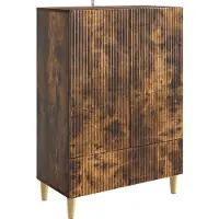 vidaXL Dressoir met lade Gerookt eiken 66 x 34,5 x 95 cm Bewerkt hout
