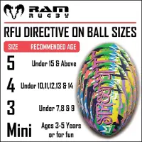 RAM Rugby Graffiti Fun Design Squad Trainer Rugbybal Mini - Maat 3 - Voor kinderen en volwassenen - Clubkwaliteit Training Rugbybal - 3D-grip