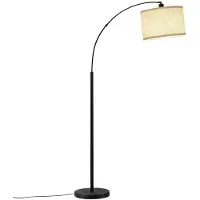 DNA Booglamp - Vloerlamp - Lampenkap - Booglampen Dimbaar - Booglampen Staand Vloerlamp - Beige/Zwart - 74cm x 31cm x 182cm