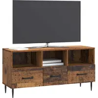 vidaXL TV Kast met lade Oud hout 102 x 34,5 x 50 cm Bewerkt hout