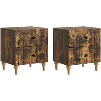 vidaXL Nachtkastje 2 st Gerookt eiken 43 x 34,5 x 48 cm Bewerkt hout