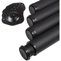 Sotech 4 stuks Tafelpoten Hoogte 820 mm Ø 76 / 80 mm staal met zwart oppervlak belastbaar tot 300 kg (75 kg per stuk) met 32 mm hoogteverstelling