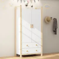 Sweiko Kledingkast - met kledingstang - 2 lades - Grenenhouten frame - Spaanplaat - 90 × 45 × 180 cm - Wit