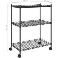 vidaXL Opbergrek met wielen 3-laags 60x35x81 cm 150 kg zwart