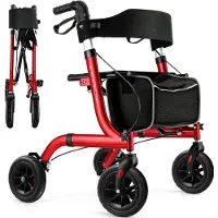 Ren Rollator Lichtgewicht en Opvouwbaar - Rollator lichtgewicht - Rollator - Rood - 95cm x 61cm x 95cm