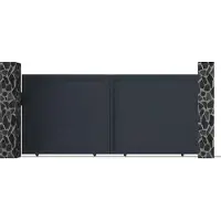 Vente-unique Schuifpoort in antraciet opengewerkt aluminium NAZARIO - L350xH158 cm