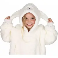 Noxxiez knuffel hoodie schaap medium - fleece draagbare deken voor kinderen.