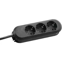 Bachmann SMART stekkerdoos 3x geaard contact, geschroefd, zwart, 5 m