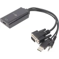 Goobay VGA + 3,5mm Jack naar HDMI adapter met HDCP / zwart - 0,15 meter