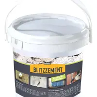 Westfalia Blitzzement 1 kg Eimer - Schnellhärtender Reparaturmörtel, witterungs- und frostbeständig, wasserfest, korrosionshemmend, belastbar nach 15 Minuten für Montagen und Abdichtungen