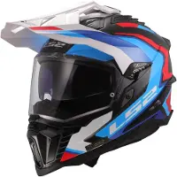 LS2 LS2MX701ExplorerCFrontierIIWitBlauw06AdventureMotorhelm Maat 2XL