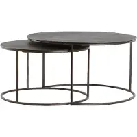 Light & Living salontafel s/2 Ø61x37+Ø76x41 cm talca donker