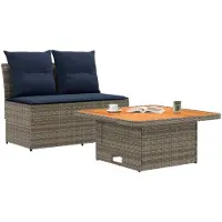vidaXL 2 Stuk Tuin middelste sofa met opklaptafel poly rattan
