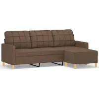 vidaXL Driezitsbank met voetenbank 180 cm stof bruin