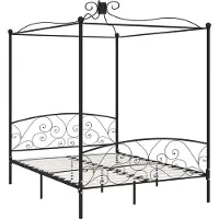 vidaXL Hemelbedframe metaal zwart 160x200 cm