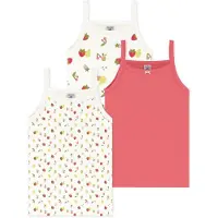 Petit Bateau Setje met katoenen kinderhemdjes met vruchtenprint Meisjes Onderhemd - Oranje + Wit/Meerkleurig + Wit/Groen/Meerkleurig