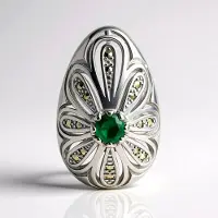 Cavill - Zilveren bloemhanger 925 sterling - 0,34 ct Zambia smaragd & 0,19 ct Oostenrijkse marcasieten - Elegant vintage design