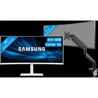 Samsung ViewFinity S6 LS34C650TAUXEN + BlueBuilt Bras d'Écran PC pour 1 Écran PC Ultralarge