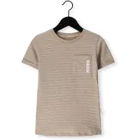 Koko Noko gestreepte T-shirt beige Jongens Katoen Ronde hals Streep - maat 86