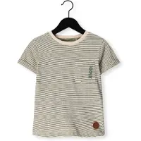 Koko Noko gestreepte T-shirt olijfgroen fijn gebreid Jongens Katoen Ronde hals - maat 122