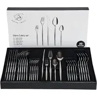ROYAL SWISS Bestekset 30-delig voor 6 Personen – RVS Luxe Bestek Set – Inclusief Tafelmessen, Vorken, Lepels & Theelepels – Duurzaam & Vaatwasserbestendig – Modern Design