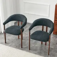 OKWISH Eetkamerstoel - Set Van 2 Met Ergonomische Rugleuning En Zachte Zitting - Voor Eetkamer Of Woonkamer - Linnen - Zwart