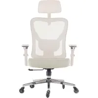 CLOUVOU CleverSeat Ergonomische Bureaustoel voor Thuis & Kantoor - 4D Armleuningen - Orthopedisch Rugkussen - Max. 150 kg - Crèmewit