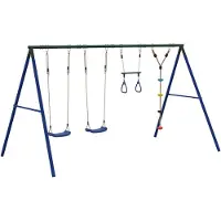 vidaXL Schommelset met schommels, trapeze en klimschommel met schijven