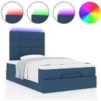 vidaXL Ottoman bed met matras en LED's 120x200cm stof blauw
