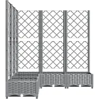 vidaXL Plantenbak met trellis blauwgrijs 40x40x136 cm PP