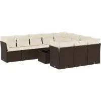 vidaXL 11-delige Loungeset met kussens poly rattan bruin