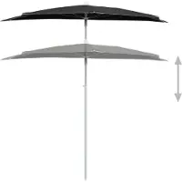 vidaXL Parasol half met paal 180x90 cm zwart