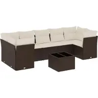 vidaXL 8-delige Loungeset met kussens poly rattan bruin