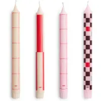HAY Kaars Pattern Candle Reds And Bordeaux (Set van 4)