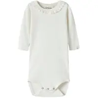 Lil´ Atelier BABY romper wit Meisjes Stretchkatoen Ronde hals Effen - maat 74