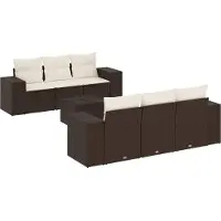 vidaXL 7-delige Loungeset met kussens poly rattan bruin