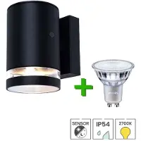 Lybardo - Buitenlamp met sensor dag en nacht - Wandlamp - LED GU10 Philips - Warmwit licht