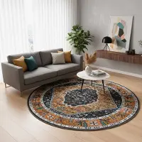 Muratap Picasso paloma rond vintage vloerkleed multi / geel laagpolig- 160 cm rond